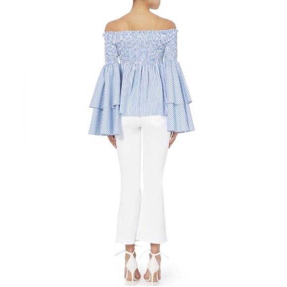 Caroline Constas Appolonia Plaid Off the Shoulder Smocked Top - Picture 5 of 16